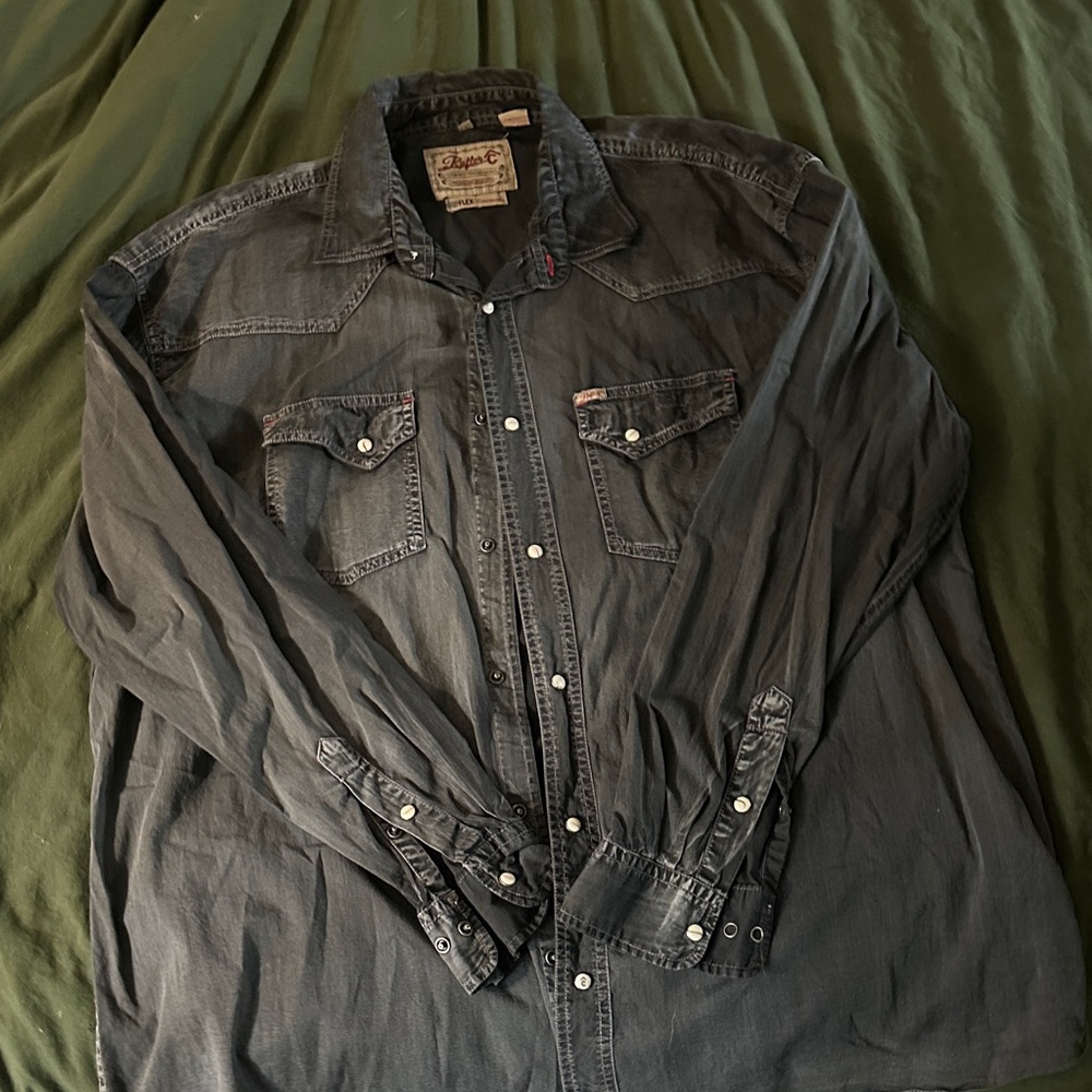 Men's Dark Gray Denim Shirt Jacket